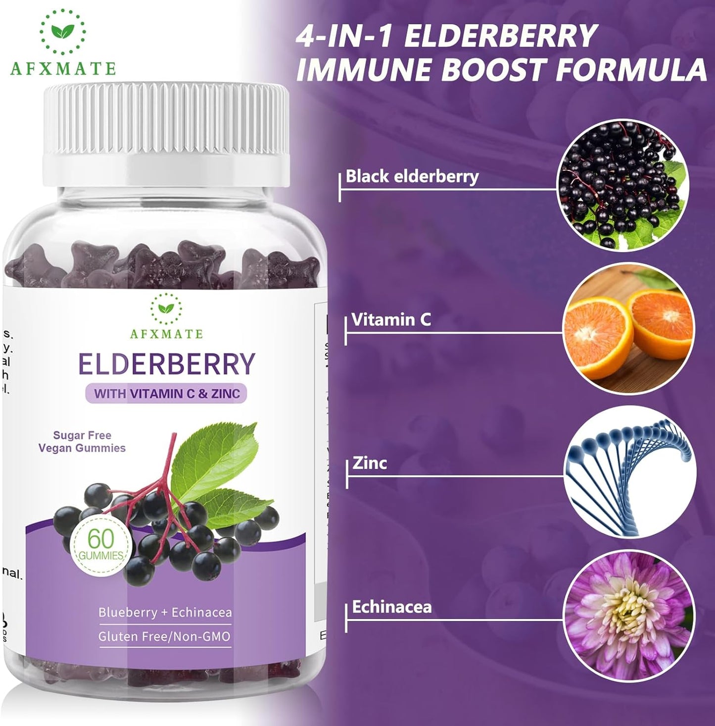 Sugar Free Elderberry Gummies by AFXMATE - Immune Support Supplement - BoostGo Australia