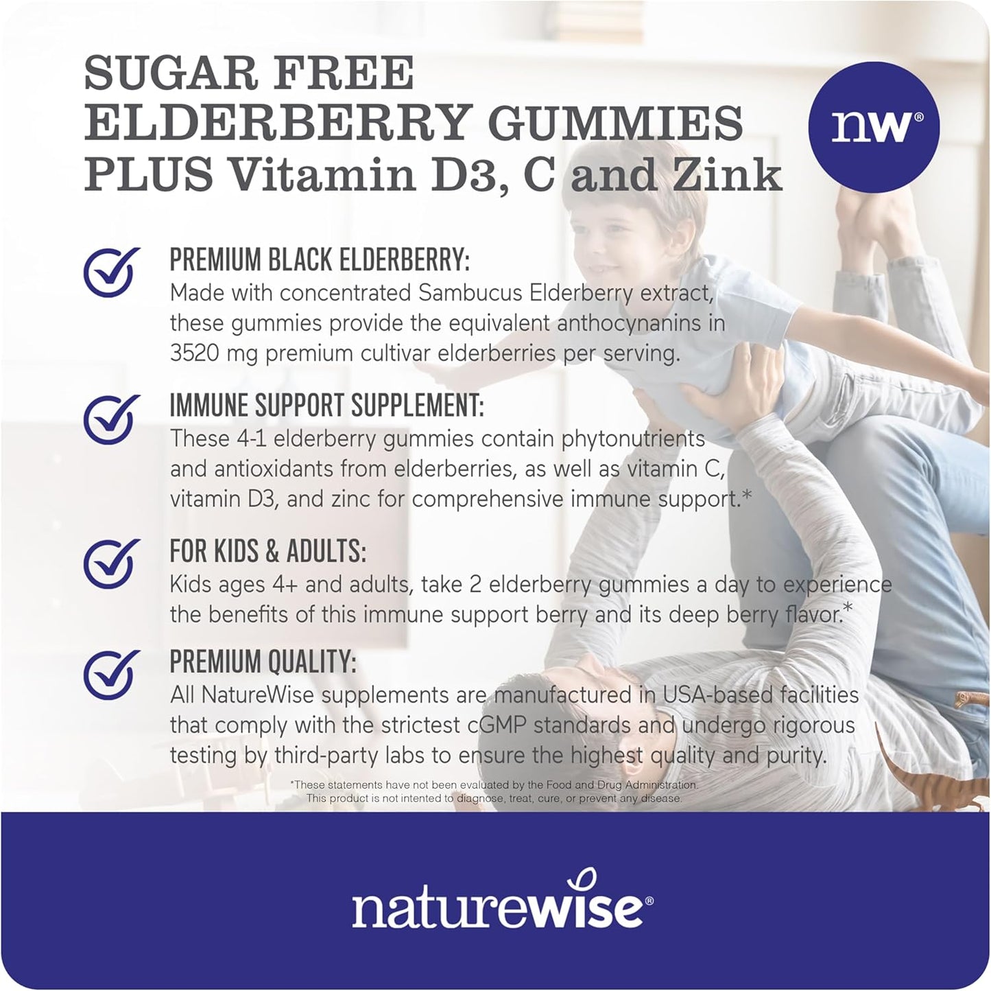 Sugar-Free Elderberry Gummies with Vitamin C, D3, Zinc - Immune Support for Kids & Adults - Vegan, Gluten Free, Non-GMO - 90 Count - BoostGo Australia