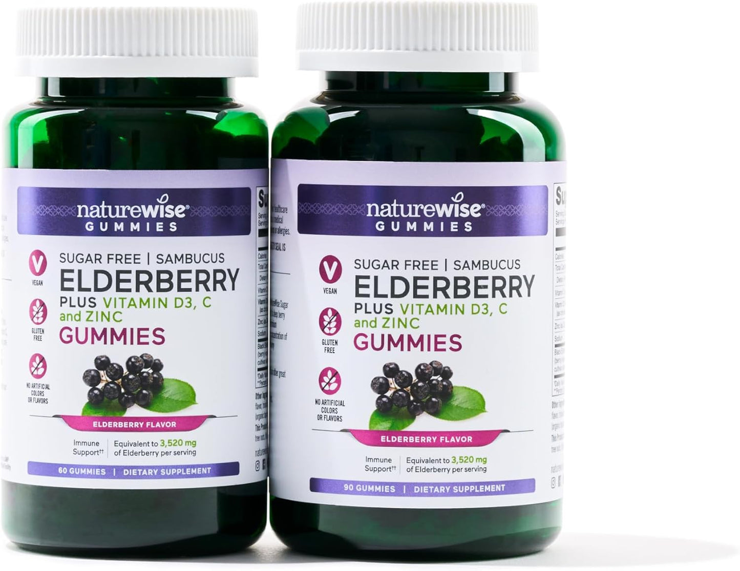 Sugar-Free Elderberry Gummies with Vitamin C, D3, Zinc - Immune Support for Kids & Adults - Vegan, Gluten Free, Non-GMO - 90 Count - BoostGo Australia
