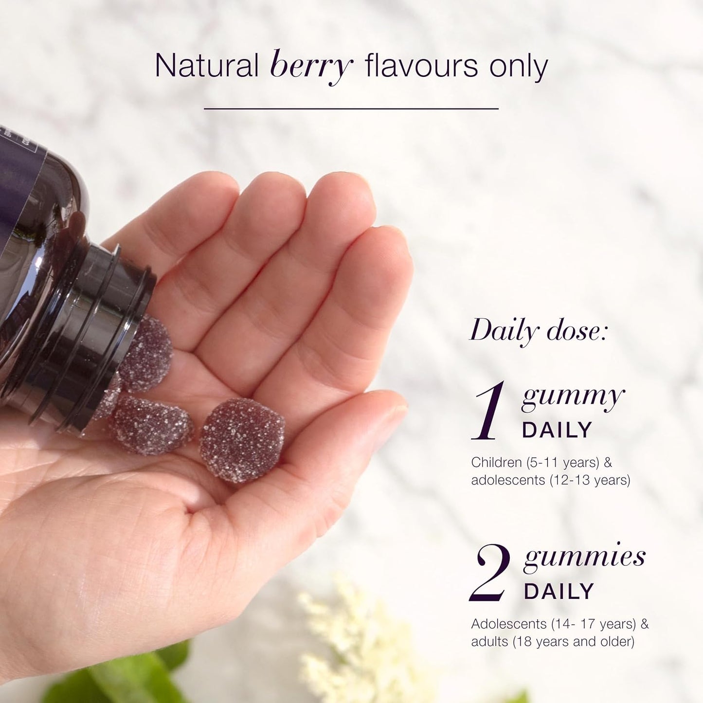 Sugar-Free Elderberry Vegan Gummies with Vitamin C - Immune Support for Adults & Kids 4+, 60 Count
