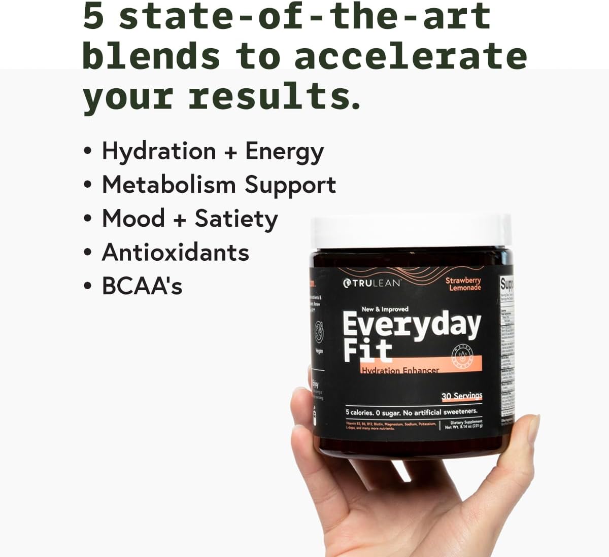 Sugar-Free Electrolyte Powder Drink with BCAA Blend and Amino Acids - Strawberry Lemonade Flavor (30 Servings)