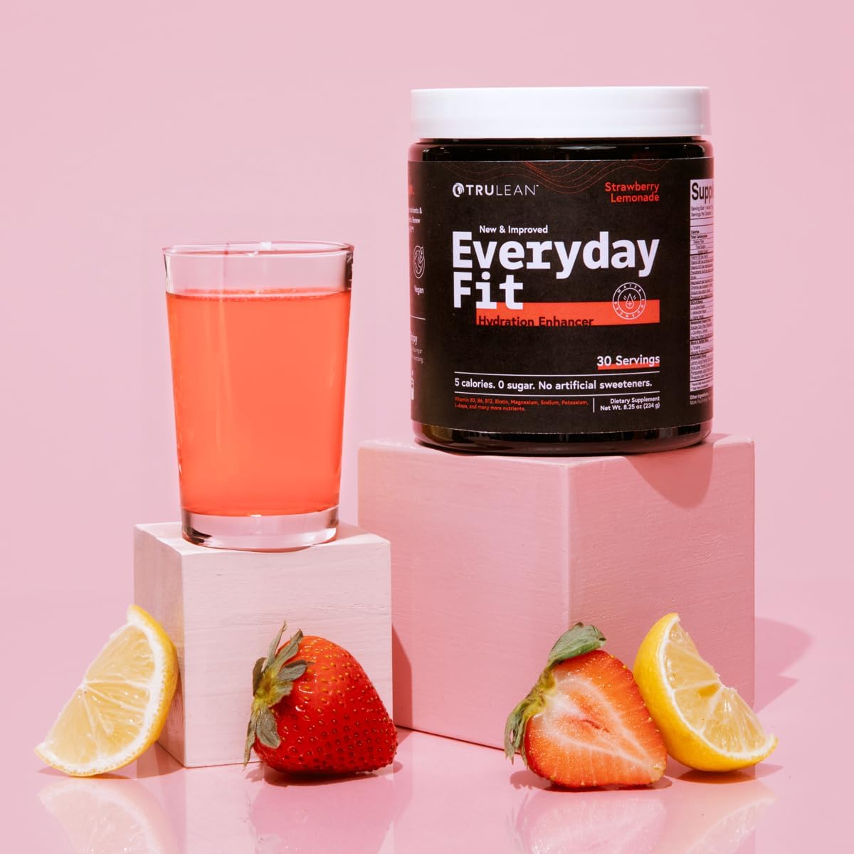 Sugar-Free Electrolyte Powder Drink with BCAA Blend and Amino Acids - Strawberry Lemonade Flavor (30 Servings)