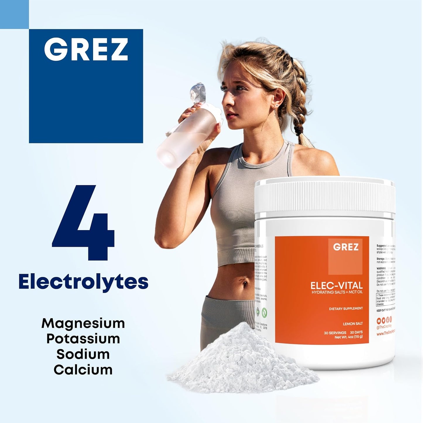 Sugar-Free Electrolyte Powder for Hydration - Keto-Friendly with Essential Minerals - Sodium, Potassium, Magnesium, Zinc - 30 Servings
