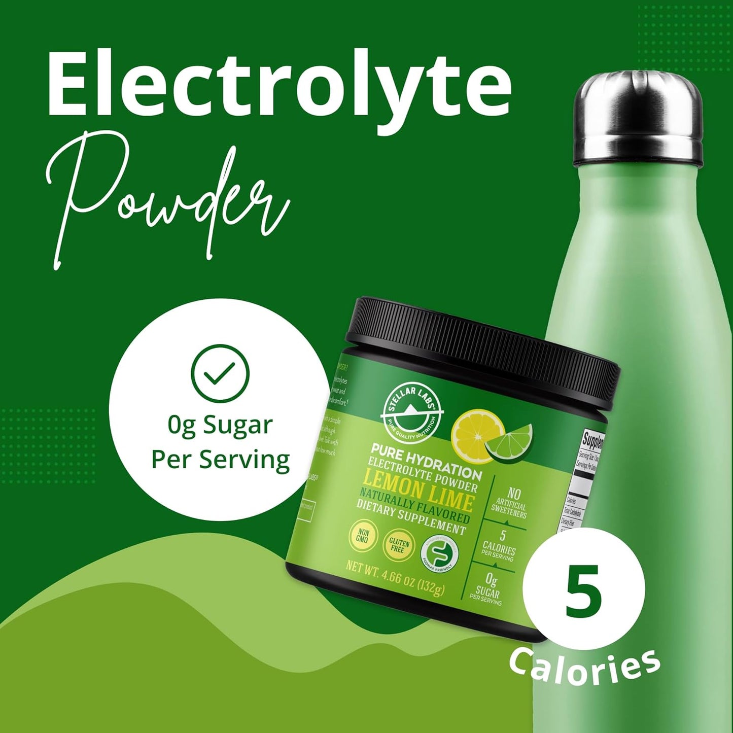 Sugar-Free Electrolyte Powder Mix for Hydration | Low FODMAP & Keto-Friendly Lemon Lime Drink Mix | Non-GMO & Gluten-Free Dehydration Relief - 30 Servings