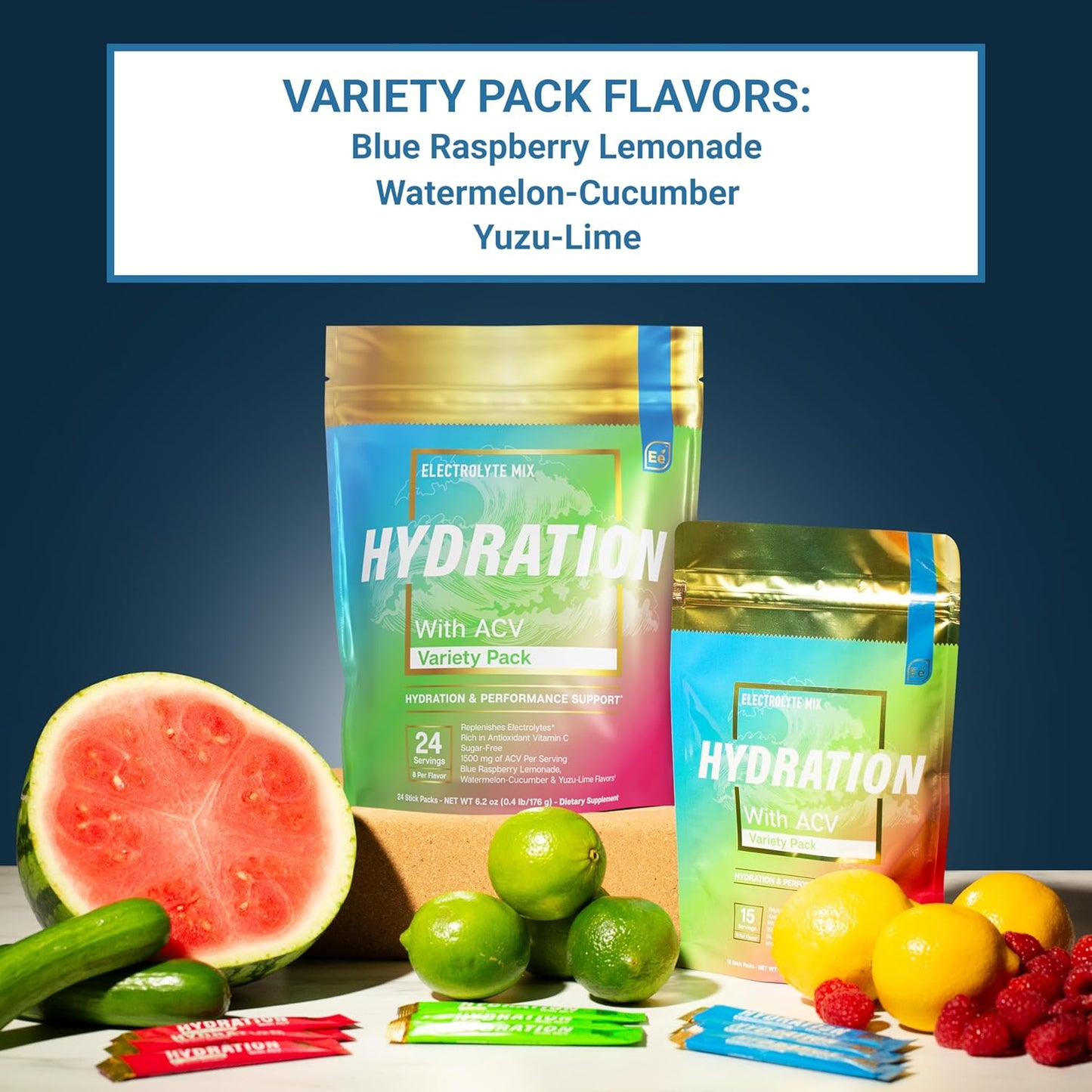 Sugar-Free Electrolytes Powder Packets with ACV & Vitamin C - 48 Stick Packs Variety Pack - BoostGo Australia