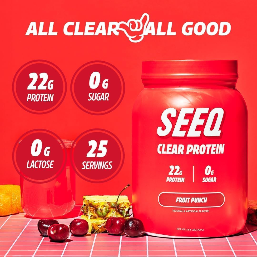 Sugar-Free Fruit Punch Clear Whey Isolate Protein Powder - 25 Servings, 22g Protein Per Serving - Keto-Friendly, Soy-Free Juice-Like Protein