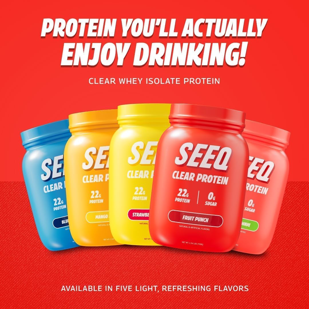 Sugar-Free Fruit Punch Clear Whey Isolate Protein Powder - 25 Servings, 22g Protein Per Serving - Keto-Friendly, Soy-Free Juice-Like Protein