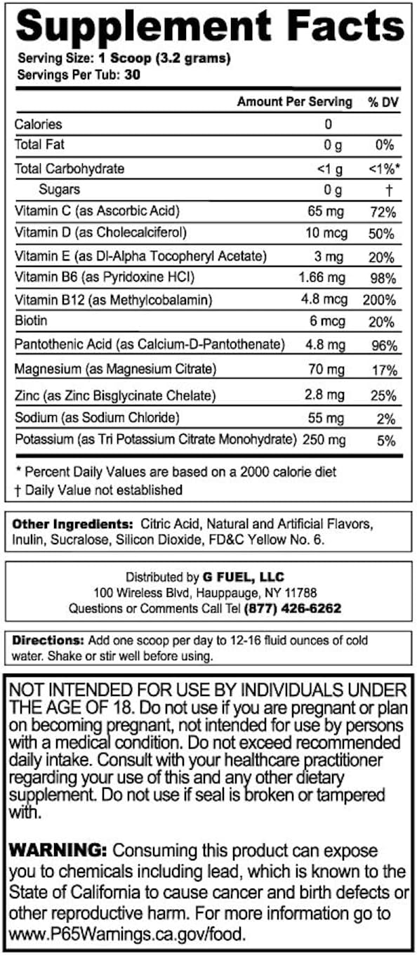 Sugar-Free G Fuel Kamehameha Hydration Electrolytes Powder - Strawberry Lychee Flavor - Zero Caffeine - Energy, Focus, & Hydration - 3.4 oz (30 Servings)