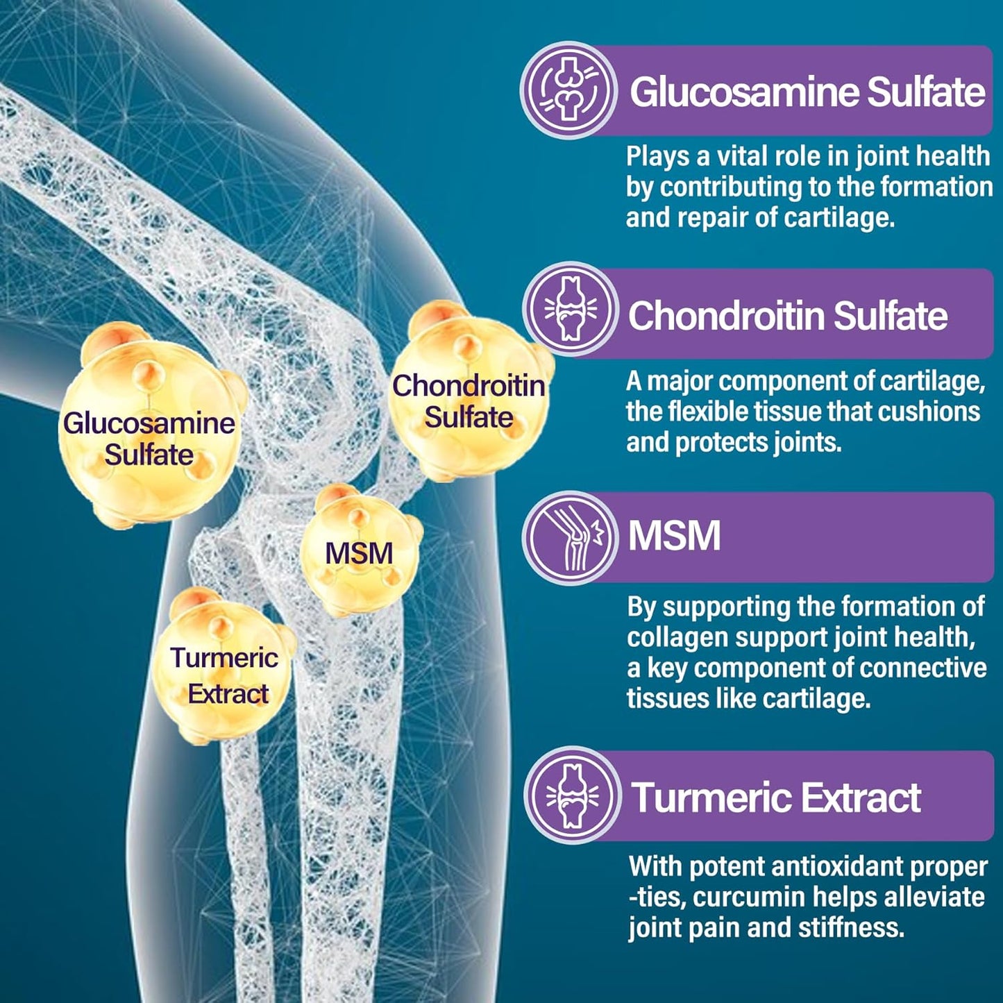 Sugar-Free Glucosamine Chondroitin MSM Gummies with CoQ10 - 120 + 60 Counts