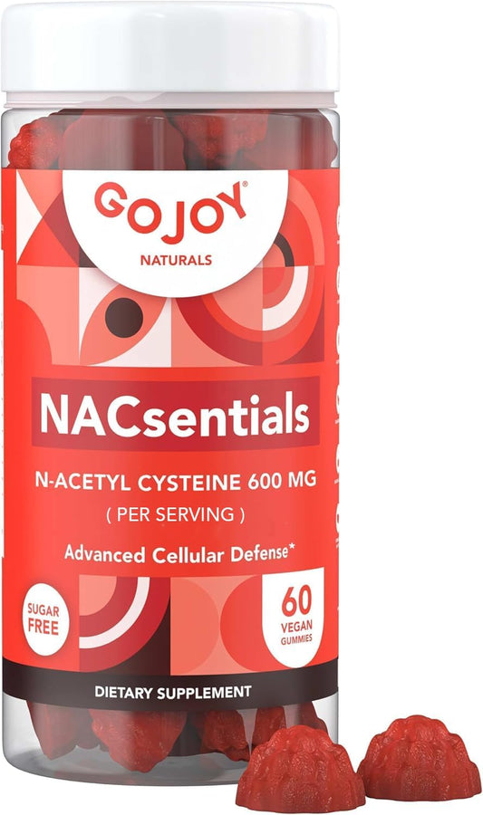 Sugar-Free GoJoy Naturals 7-in-1 Vegan NAC 600mg Gummies for Immune Support - Antioxidant Supplement with Vitamin C, ALA, Resveratrol - N Acetyl Cysteine 600mg Supplement