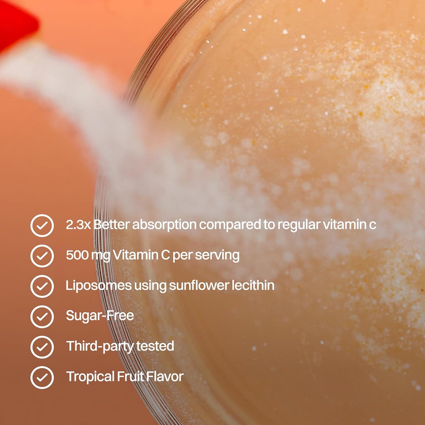 Sugar-Free Haroutine Liposomal Vitamin C Powder 500mg Packets - Immune Support & Antioxidant Supplement for Adults - Tropical Fruit Flavor - 30 Packets