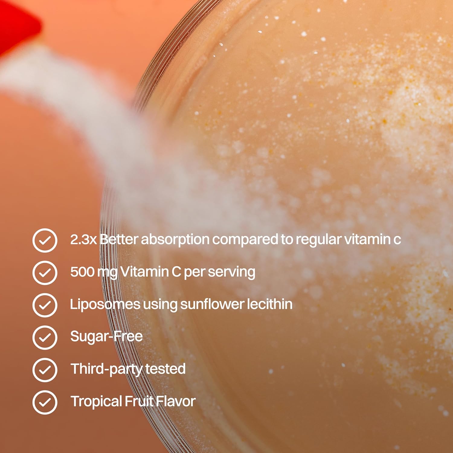 Sugar-Free Haroutine Liposomal Vitamin C Powder 500mg Packets - Immune Support & Antioxidant Supplement for Adults - Tropical Fruit Flavor - 30 Packets