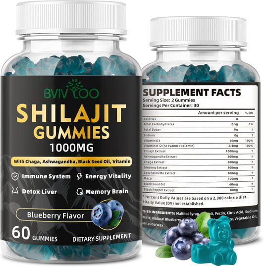 Sugar-Free Himalayan Shilajit Gummies for Energy, Brain & Immunity - 60 Gummies with 85+ Trace Minerals & Fulvic Acid - Men & Women's Supplement - BoostGo Australia