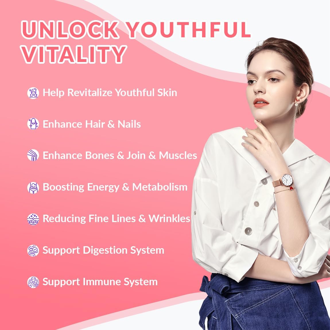 Sugar-Free Hydrolyzed Collagen Gummies for Women with Collagen Peptides, Biotin, and Vitamins for Hair, Skin, and Nails