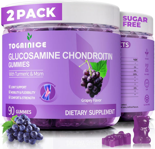 Sugar-Free Joint Support Gummies with Glucosamine, Chondroitin, MSM, Turmeric - 1500mg Strength (180 Count)