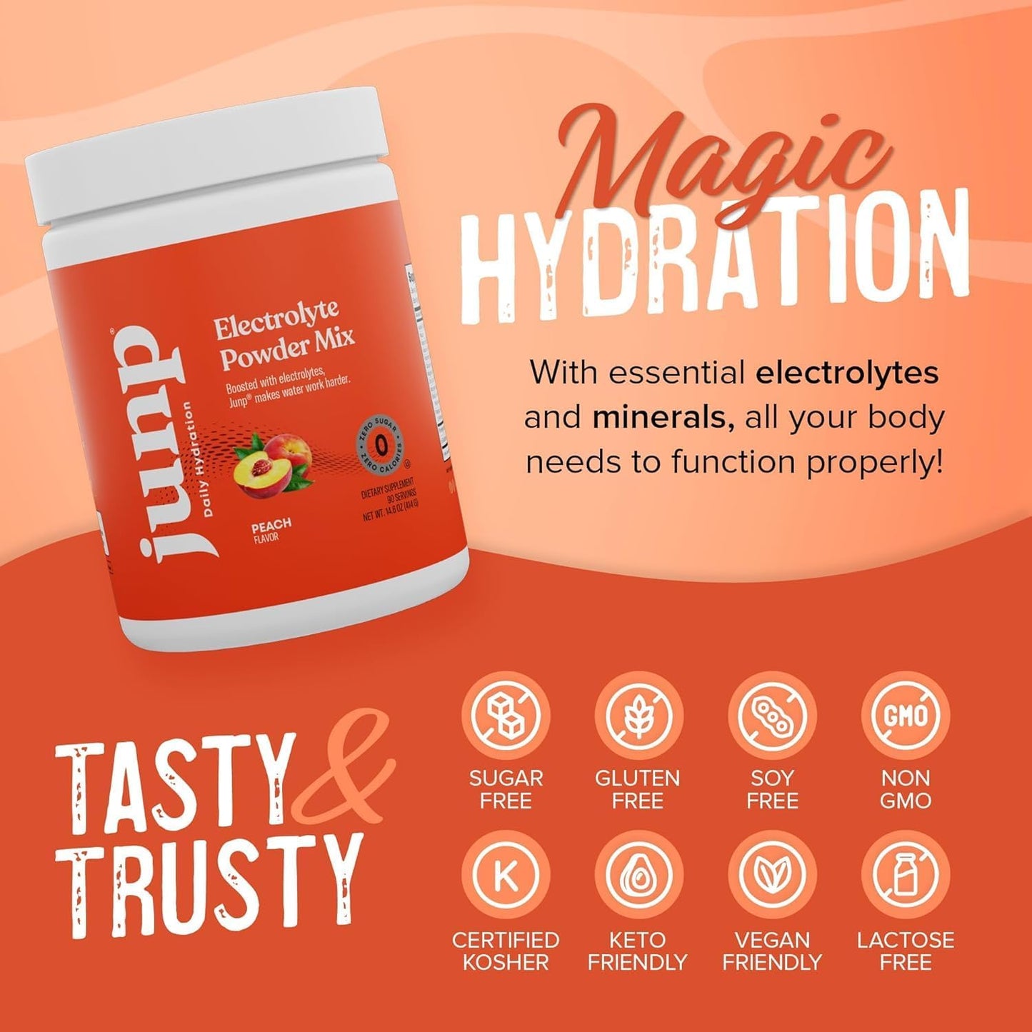 Sugar-Free Juicy Peach Electrolyte Powder Mix - 180 Servings, Keto-Friendly Hydration Drink with Potassium & Salt, Zero Carbs & Calories