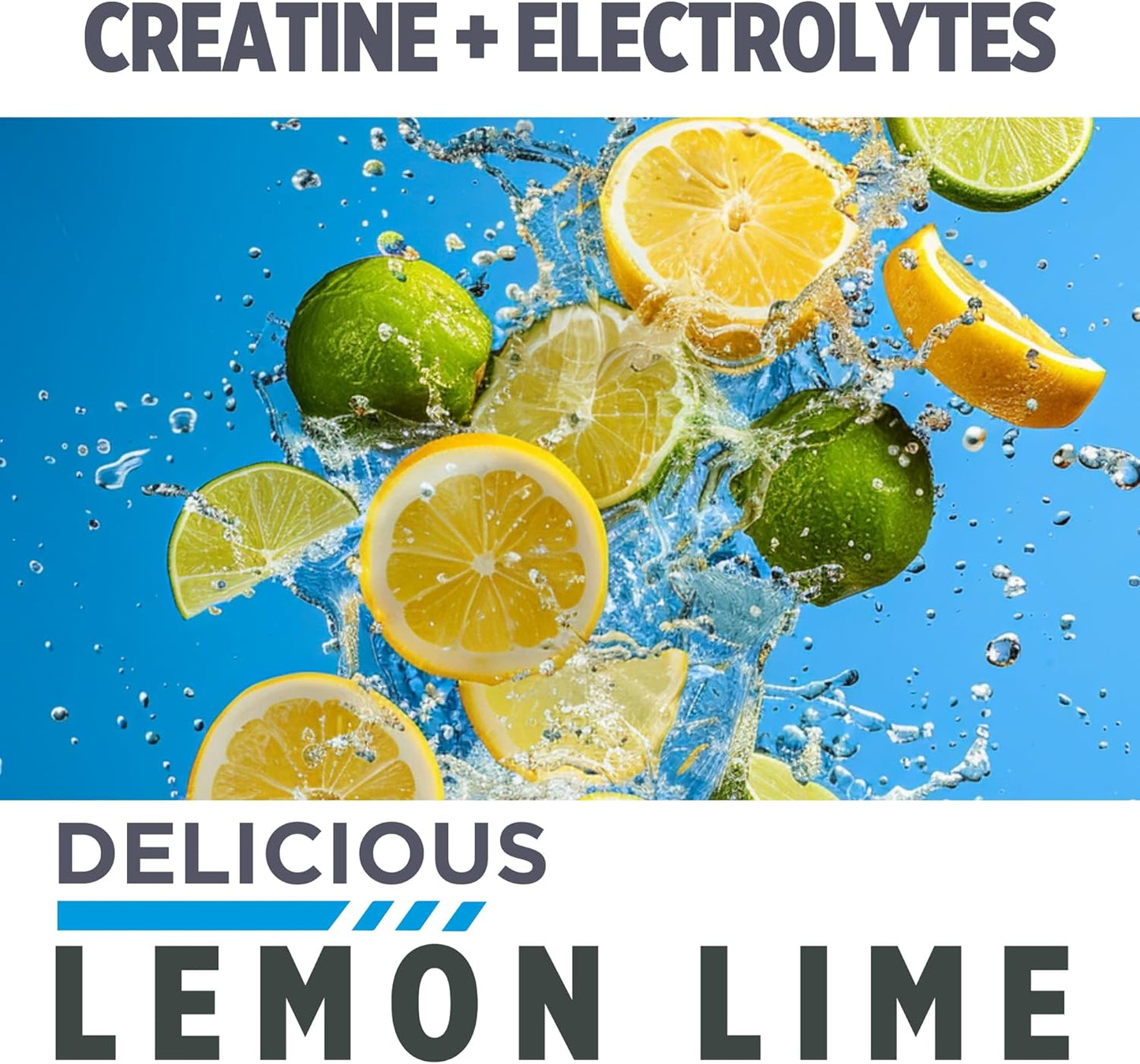 Sugar-Free Lemon Lime Electrolyte Powder Packets with Creatine HCl for Hydration and Recovery - 14 Count