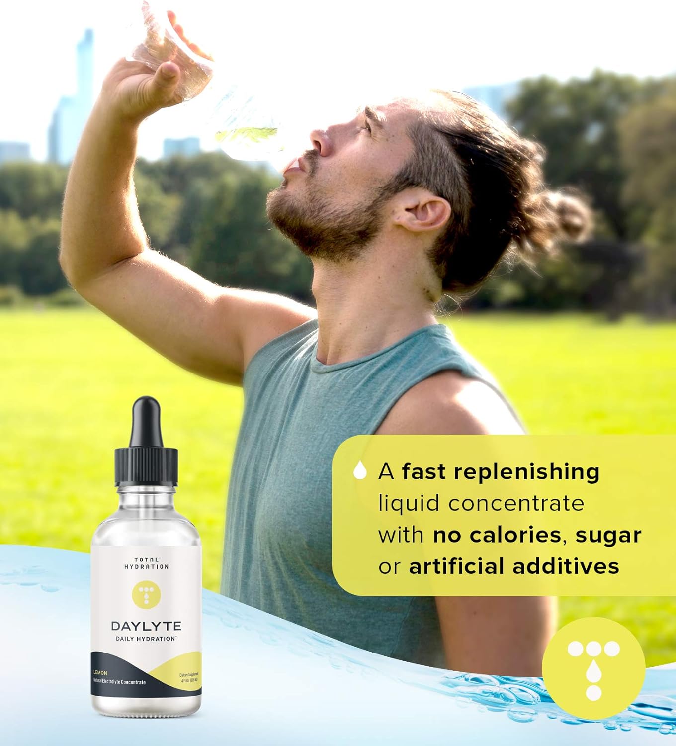 Sugar-Free Lemon Total Hydration Daylyte Electrolyte Drops with Magnesium, Calcium, Zinc - 29 Servings