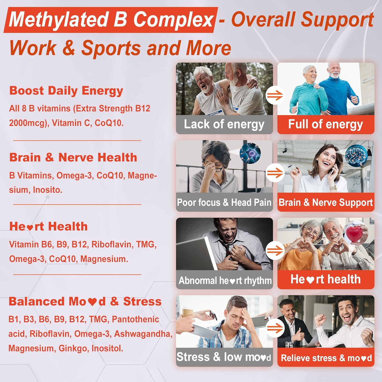 Sugar-Free LILICARE Vitamin B Complex Gummy Supplements for Women & Men with Omega 3, Magnesium, CoQ10, Ashwagandha, Vitamin C, and TMG - 2-Pack