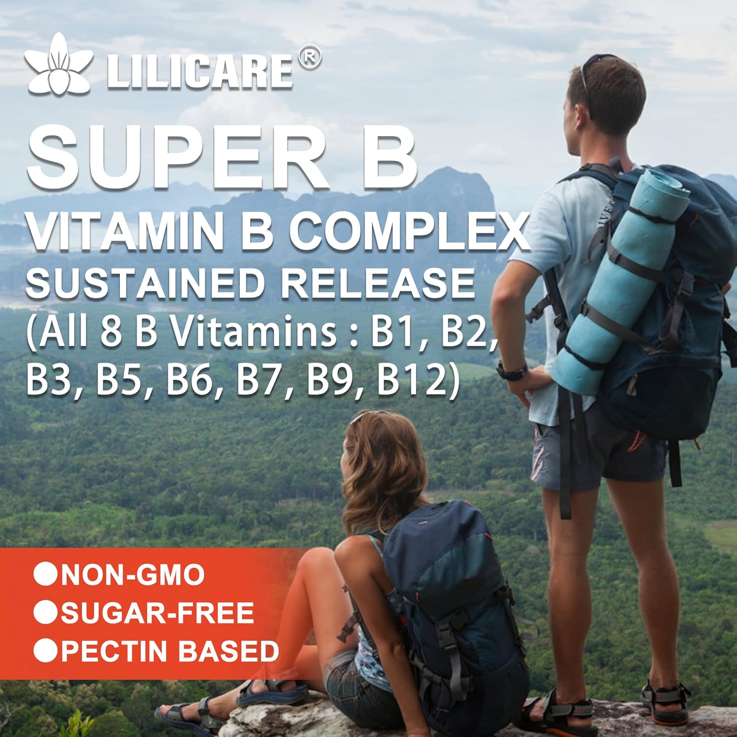 Sugar-Free LILICARE Vitamin B Complex Gummy Supplements for Women & Men with Omega 3, Magnesium, CoQ10, Ashwagandha, Vitamin C, and TMG - 2-Pack
