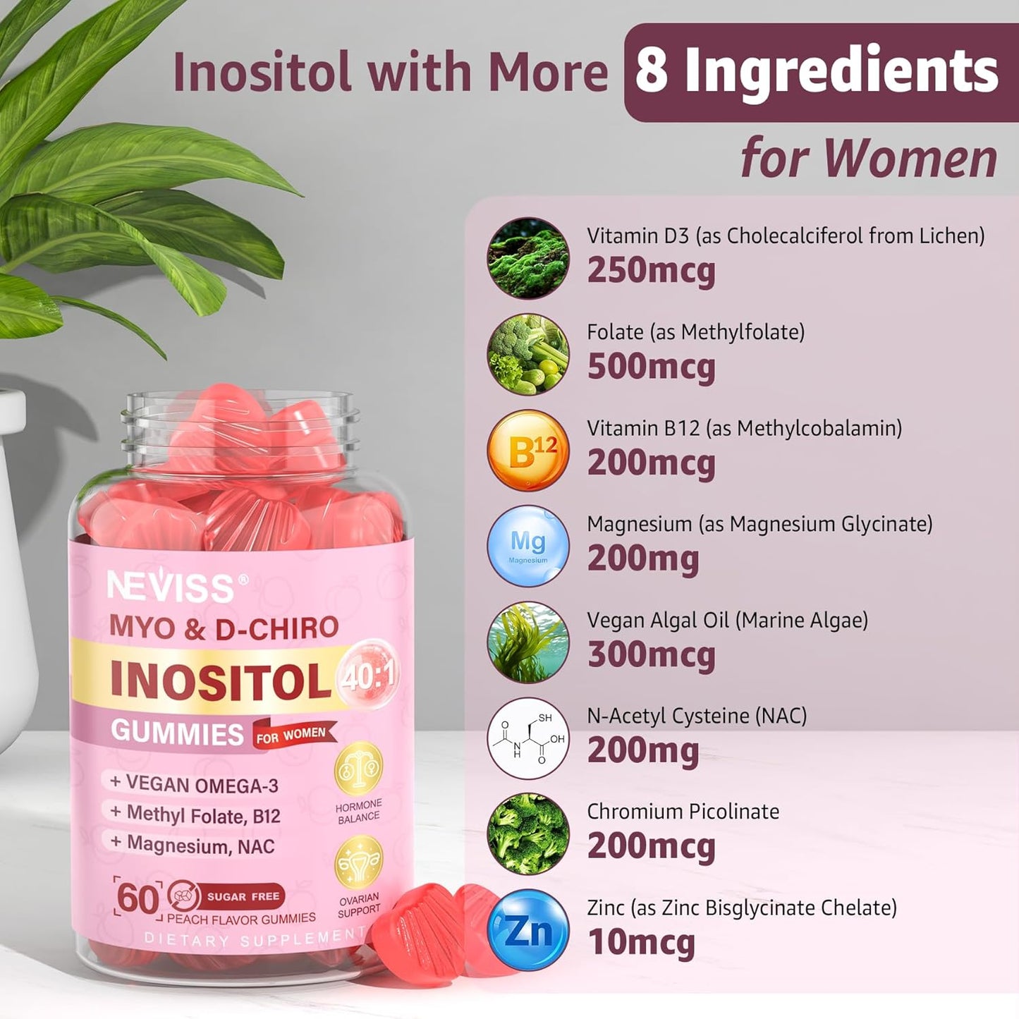 Sugar Free Maca Root and Myo-Inositol Gummies Combo Pack - 1 Pack Maca Root + 2 Pack Myo-Inositol & D-Chiro Inositol Gummies