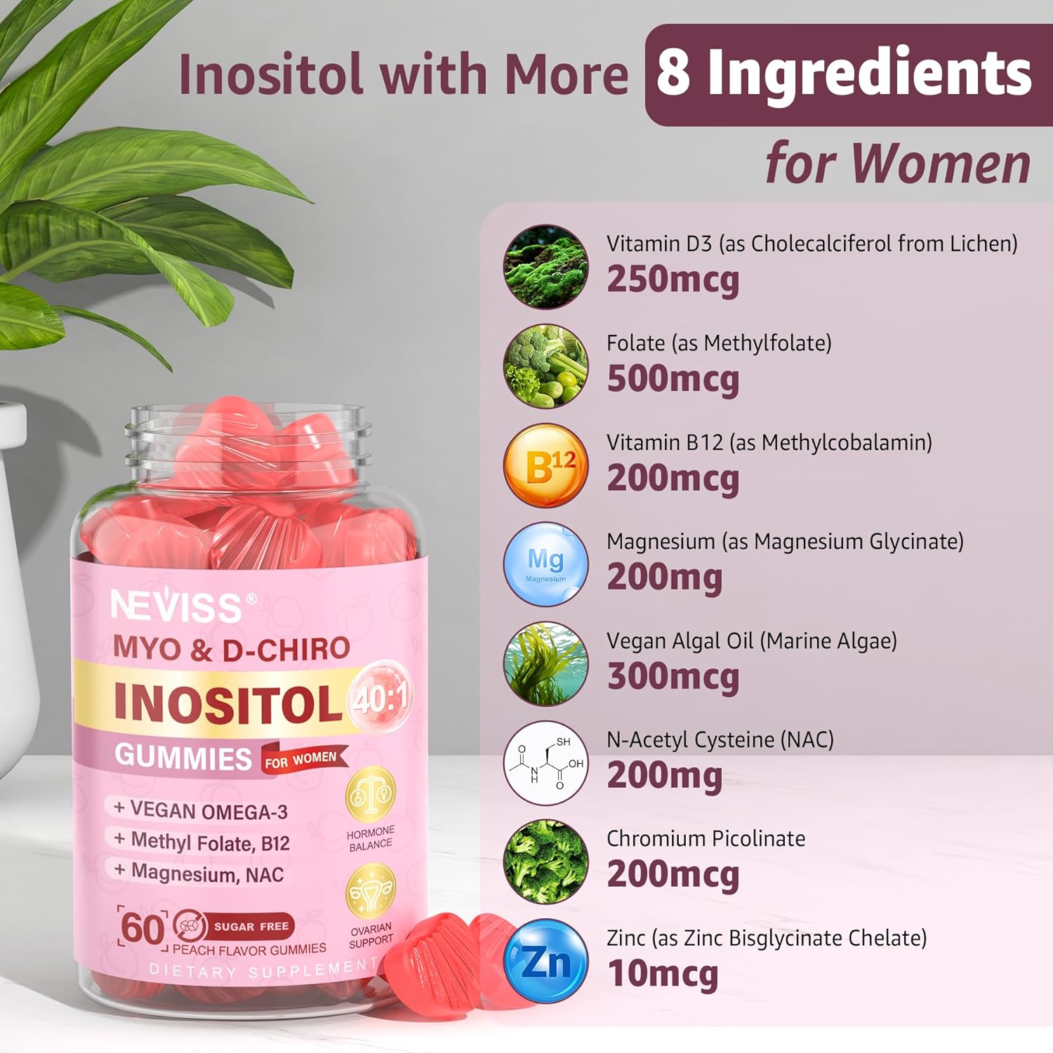 Sugar Free Maca Root and Myo-Inositol Gummies Combo Pack - 1 Pack Maca Root + 2 Pack Myo-Inositol & D-Chiro Inositol Gummies