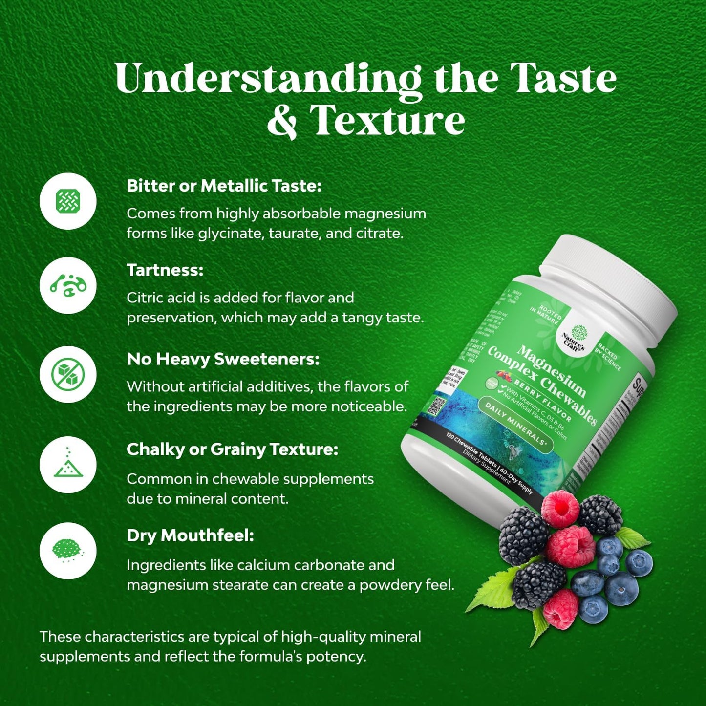 Sugar-Free Magnesium Glycinate Chewables with Vitamins D3, B6, & C - Vegetarian Formula for Adults & Kids - Non-GMO & No Artificial Flavors - 60 Day Supply