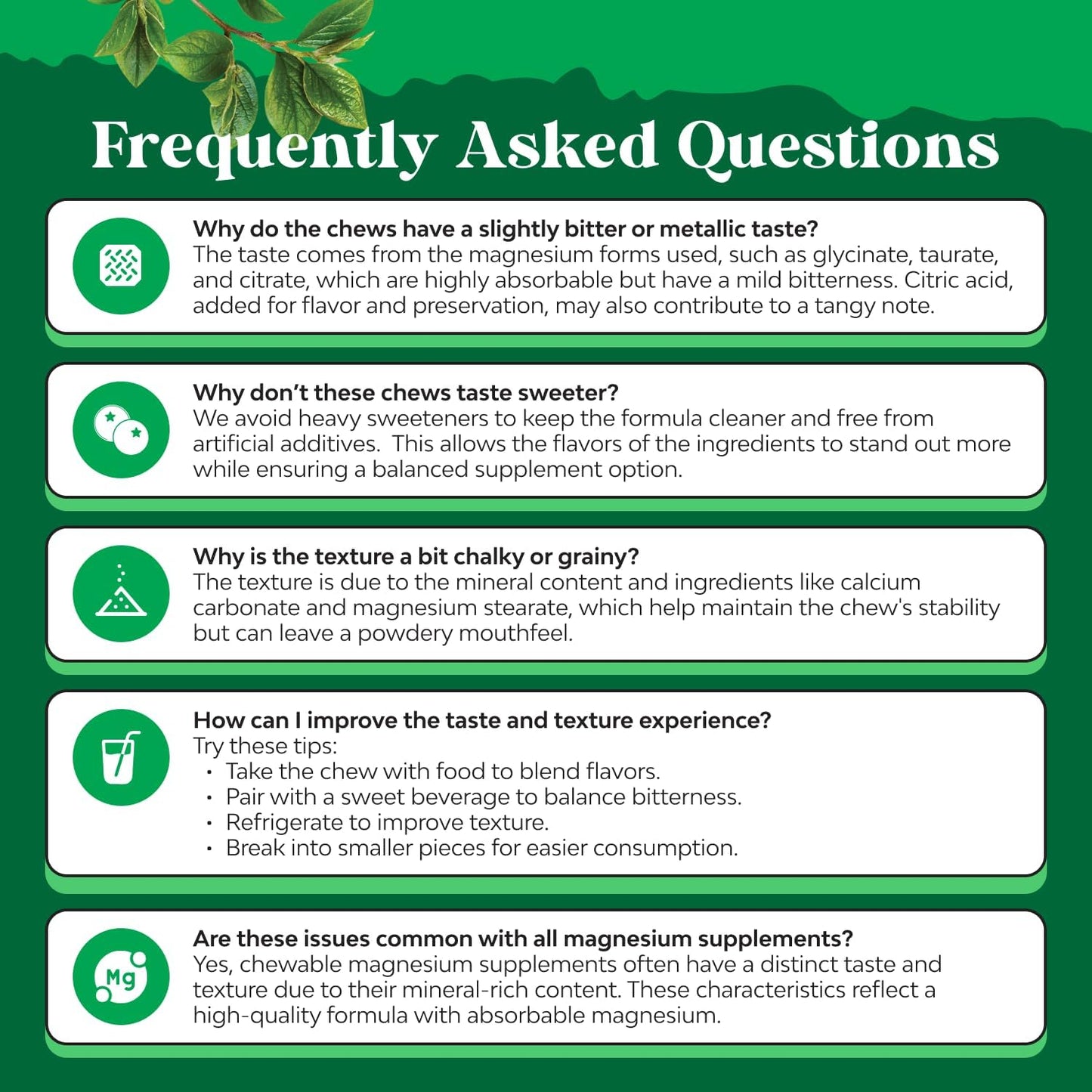 Sugar-Free Magnesium Glycinate Chewables with Vitamins D3, B6, & C - Vegetarian Formula for Adults & Kids - Non-GMO & No Artificial Flavors - 60 Day Supply