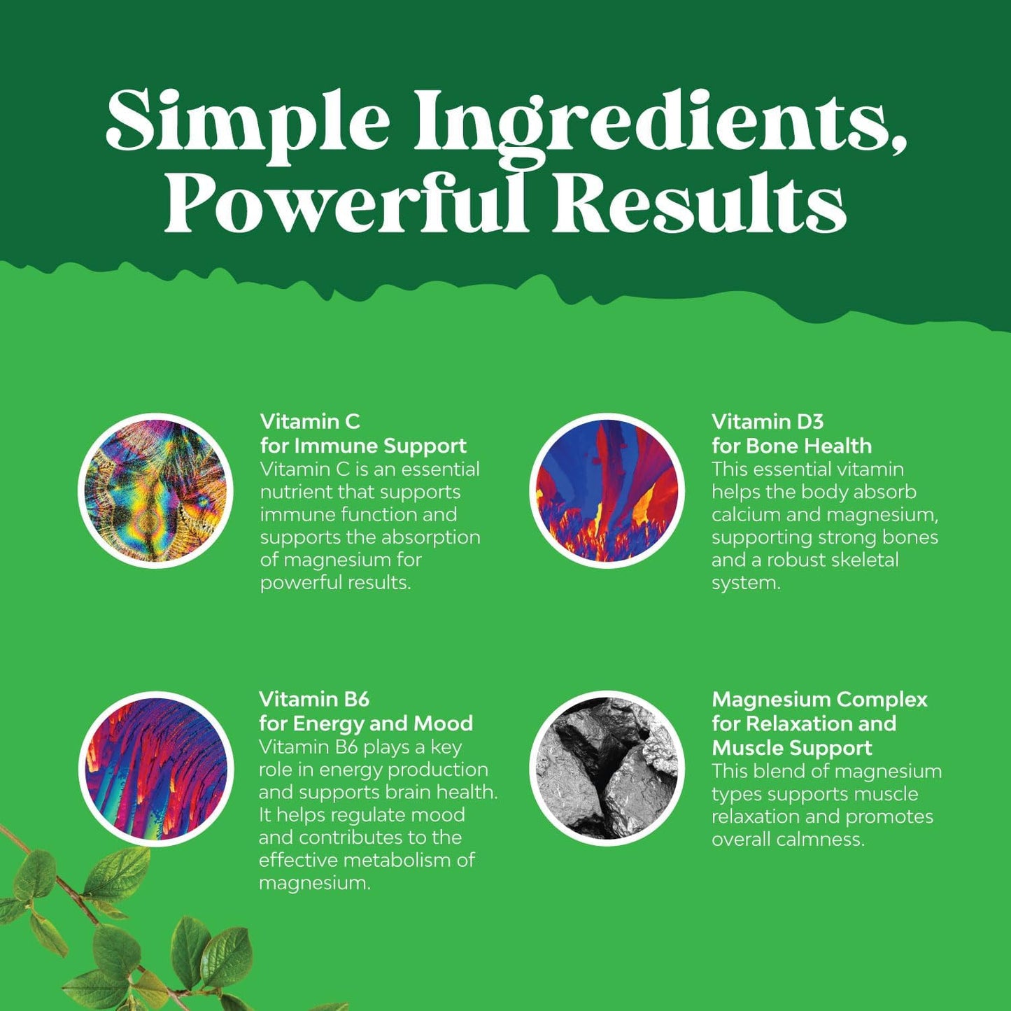 Sugar-Free Magnesium Glycinate Chewables with Vitamins D3, B6, & C - Vegetarian Formula for Adults & Kids - Non-GMO & No Artificial Flavors - 60 Day Supply