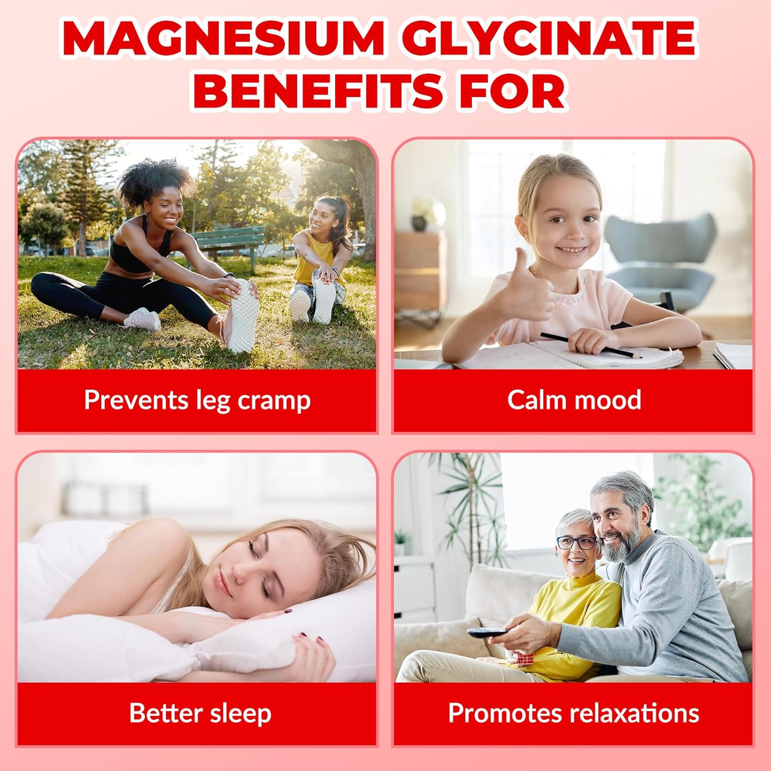 Sugar-Free Magnesium Glycinate Gummies 400mg for Adults & Kids - 90 Count - Potassium Magnesium Supplement for Men & Women