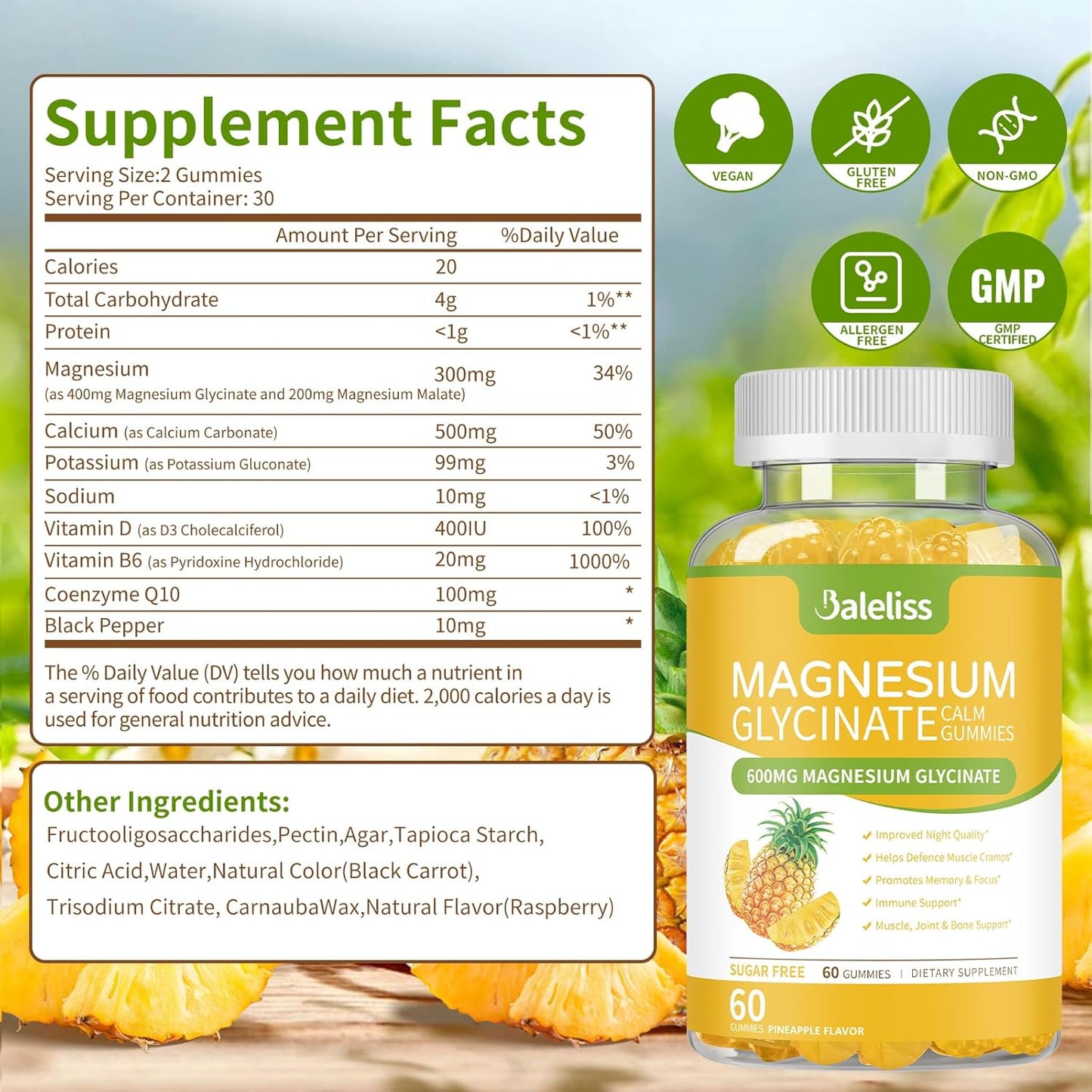 Sugar-Free Magnesium Glycinate Gummies with Vitamin D, B6 & CoQ10 - 120 Gummies (2 Pack) for Sleep, Relaxation, Stress Relief & Mood Support