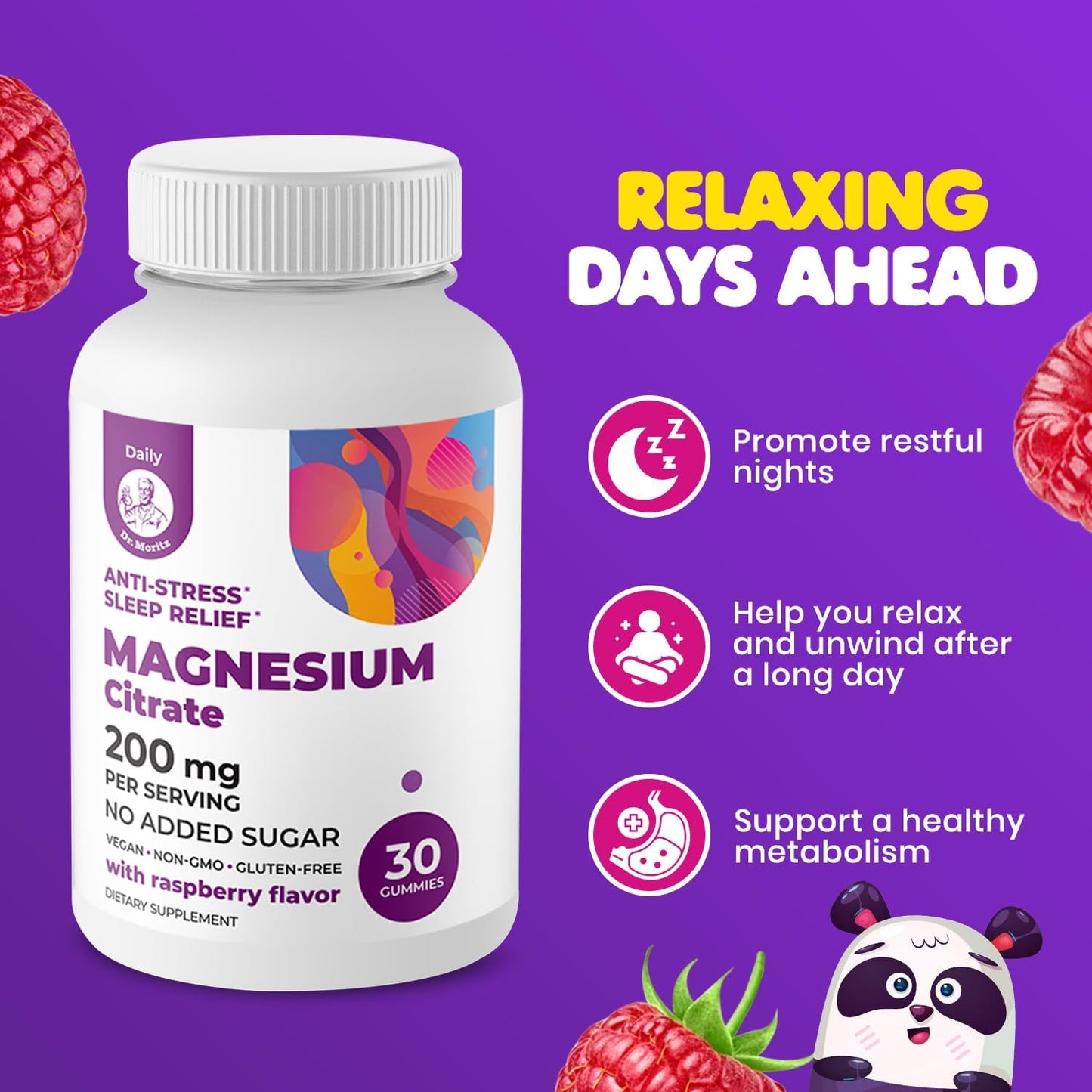 Sugar-Free Magnesium Gummy Bundle for Adults and Kids - Dr. Moritz Calm Magnesium Gummies (200mg, 30 Count) and Kids Magnesium Gummies (120 Count, 2 Pack) - BoostGo Australia
