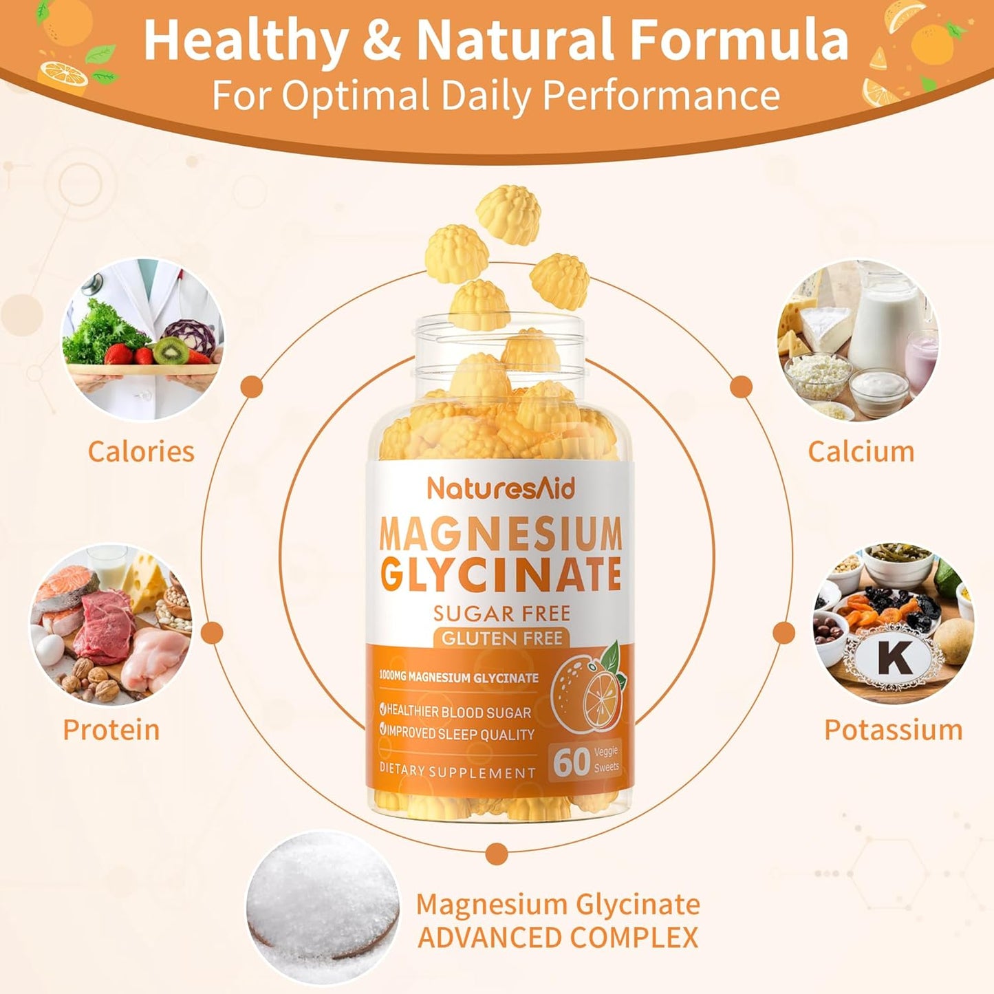 Sugar-Free Magnesium Potassium Gummies with Vitamins for Calm Mood & Sleep - 240 Gummies, 1000mg
