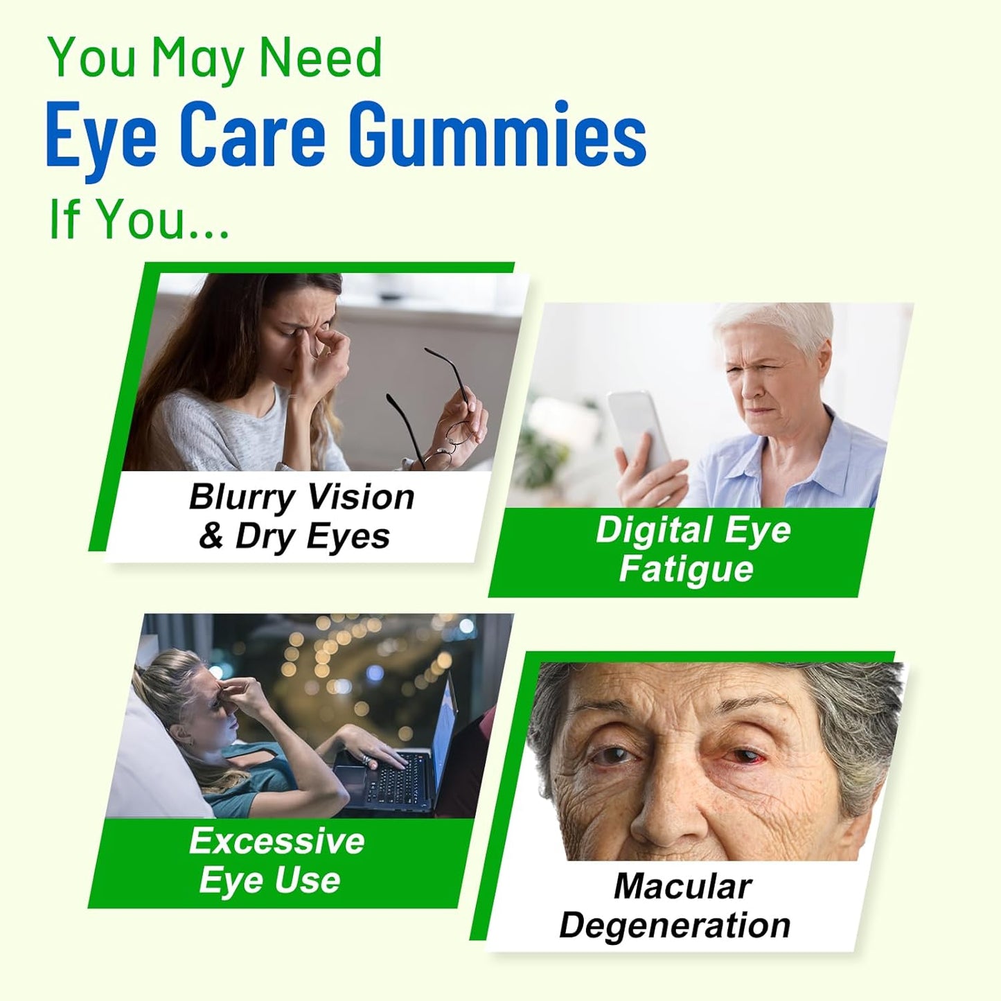 Sugar-Free Mango Flavored Eye Vitamins with Lutein, Zeaxanthin, Bilberry, & Astaxanthin - 60 Gummies for Blue Light, Visual Function, & Macular Health