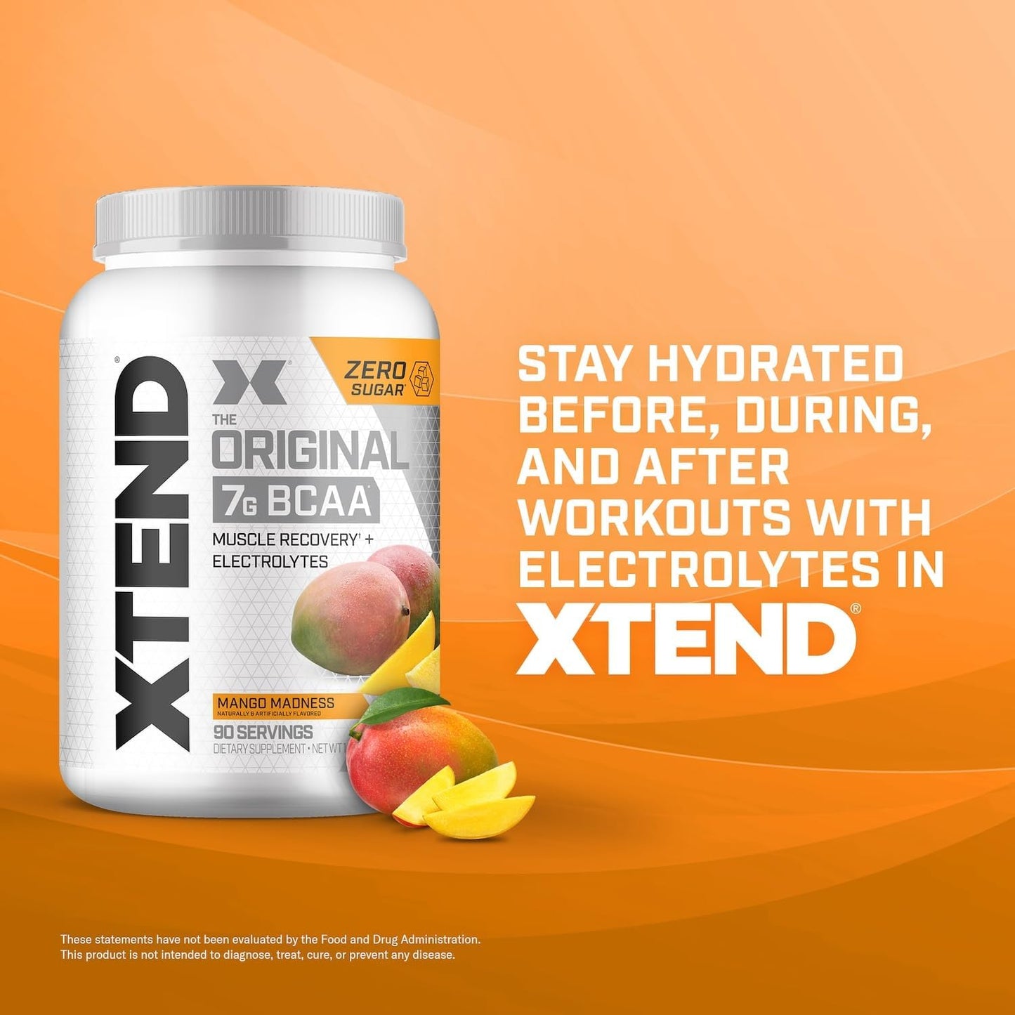 Sugar-Free Mango Madness BCAA Powder for Post-Workout Muscle Recovery - 90 Servings
