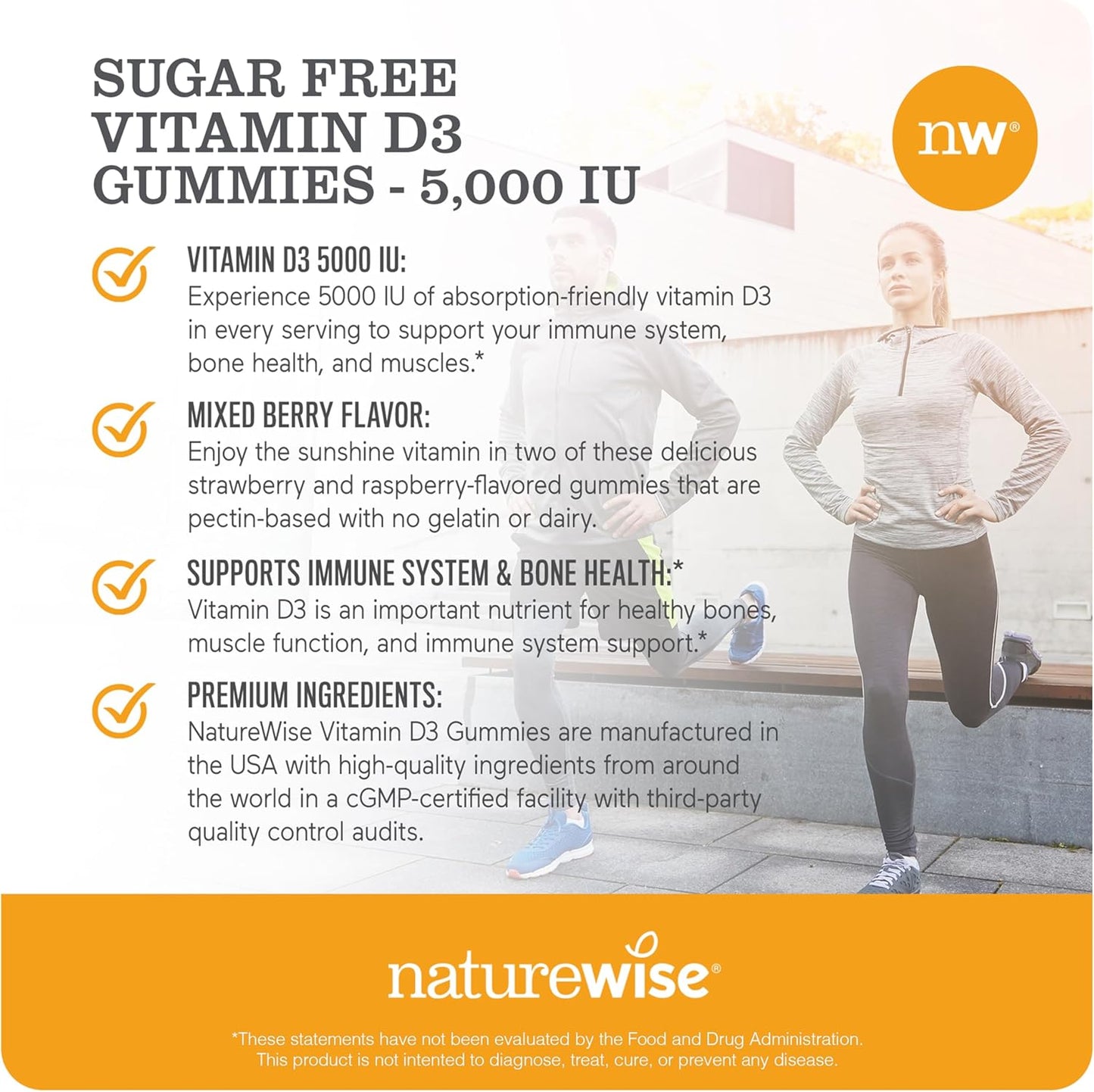 Sugar-Free Mixed Berry Flavor Vitamin D3 Gummies - 5000 IU for Adults - Supports Immunity, Muscle & Bone Strength - Non-GMO - 180 Gummies