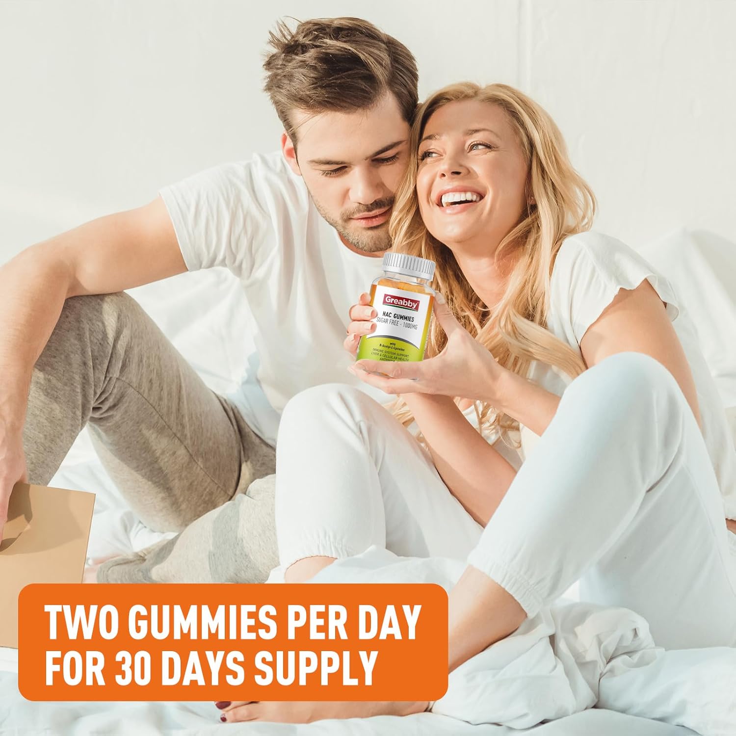 Sugar-Free NAC Gummies - 1000mg Antioxidant Supplement for Lung & Liver Health, Immune Support - Vegan Orange Flavor - 60ct