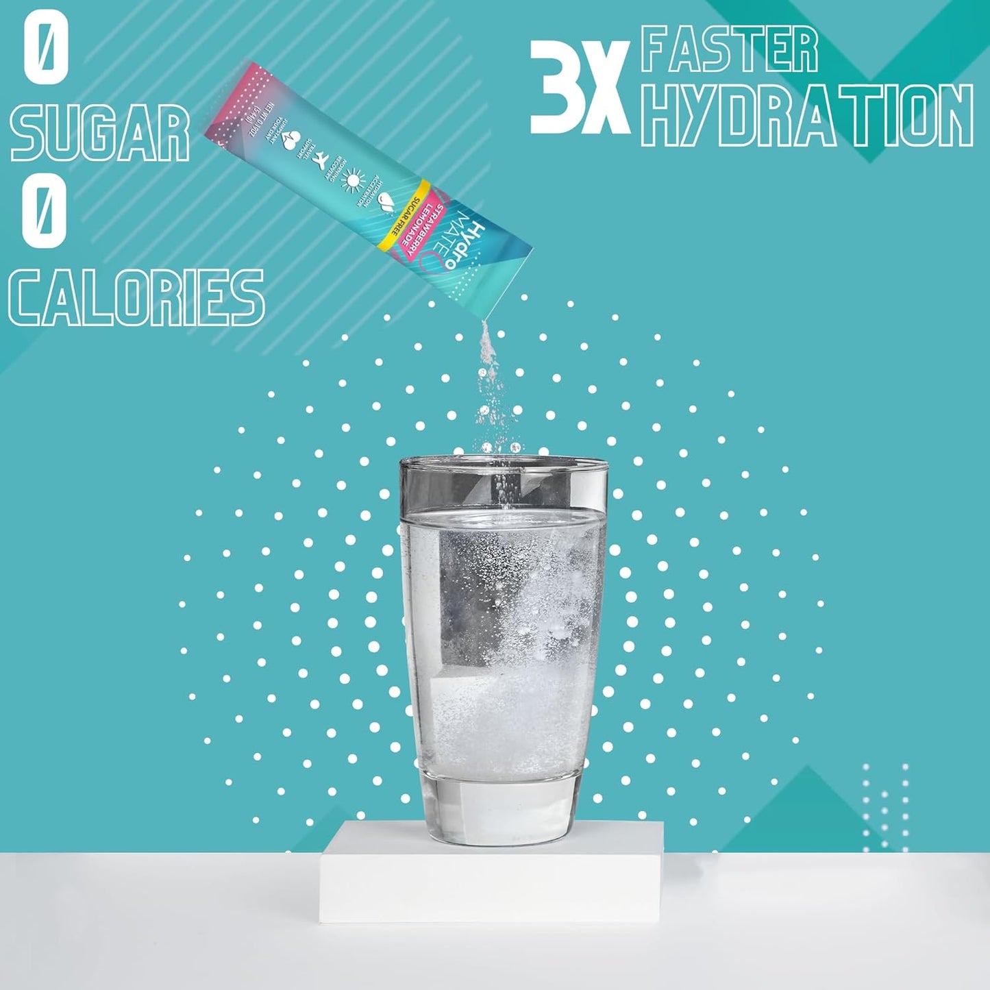 Sugar-Free NatureWorks HydroMATE Electrolyte Powder - Strawberry Lemonade Flavor with Vitamin C - 30 Count Hydration Packets for Keto Party