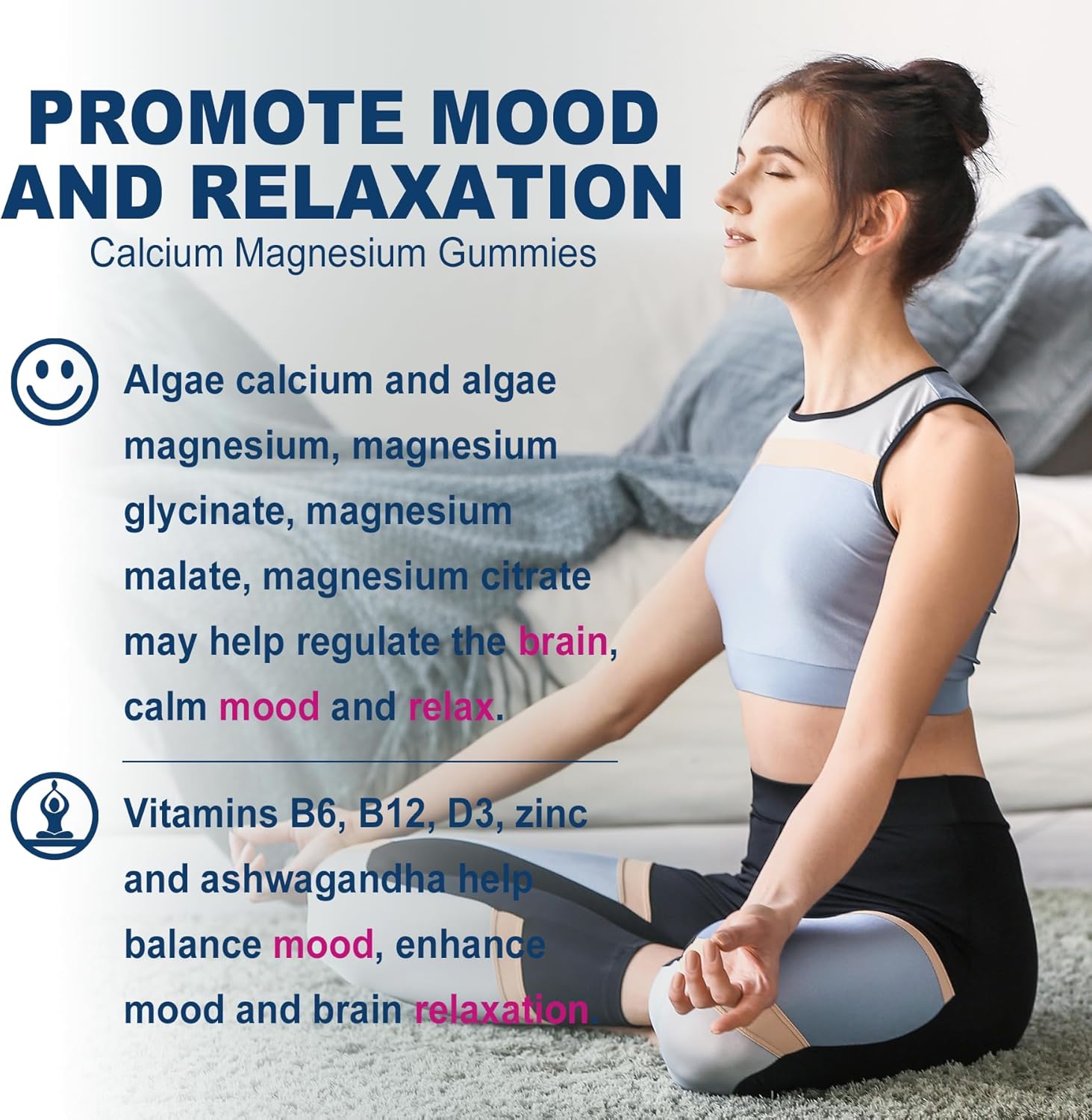 Sugar-Free Nevis Calcium Supplement Gummies with Algae Calcium Magnesium and CoQ10 - High Absorption Formula