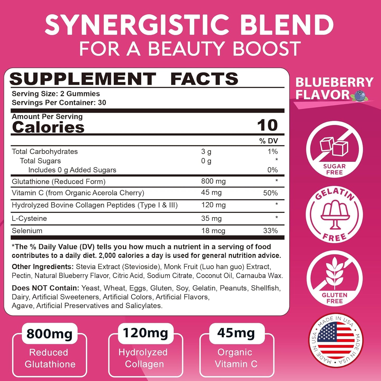 Sugar-Free NEVISS Glutathione Collagen Gummies for Women with L-Cysteine, Vitamin C, Selenium - Ultimate Antioxidant Supplement for Anti-Aging and Immune Support - Vegan, 60Cts