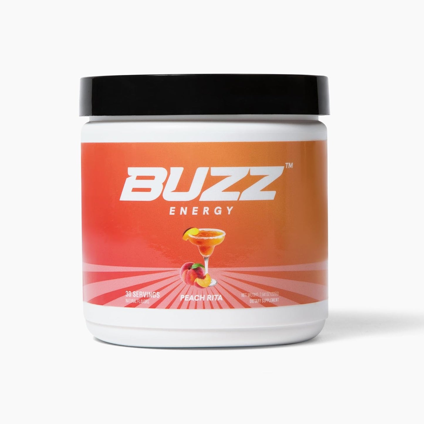 Sugar-Free Peach Rita Morning Buzz Energy Drink Powder - Antioxidant-Rich Energy Boost Mix - 30 Servings for Sports Nutrition and Morning Kickstart - 8 Ounces