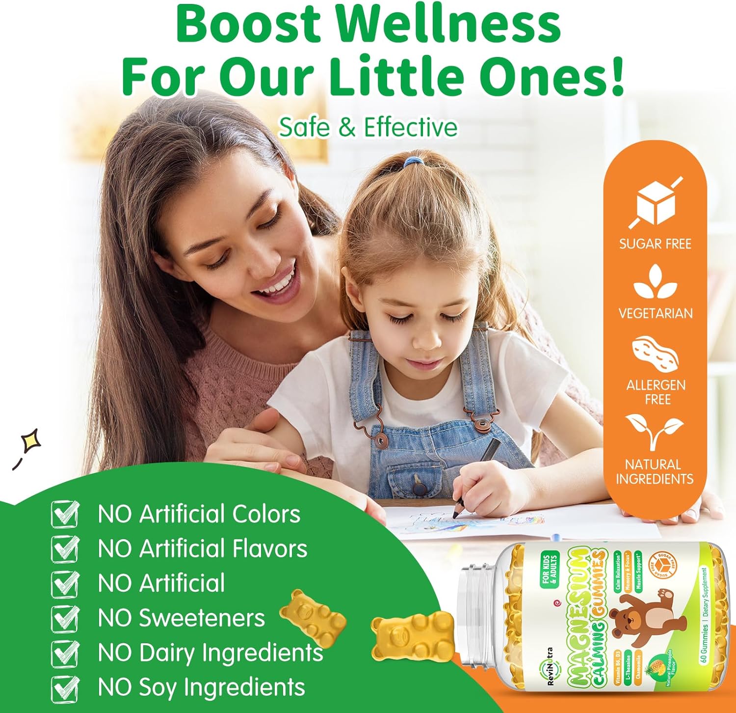 Sugar-Free Pineapple Magnesium Gummies for Kids & Adults - Magnesium Glycinate with L-Theanine, Vitamin B6, D3 for Sleep, Relaxation, Brain Health, and Strong Bones - 120 Count