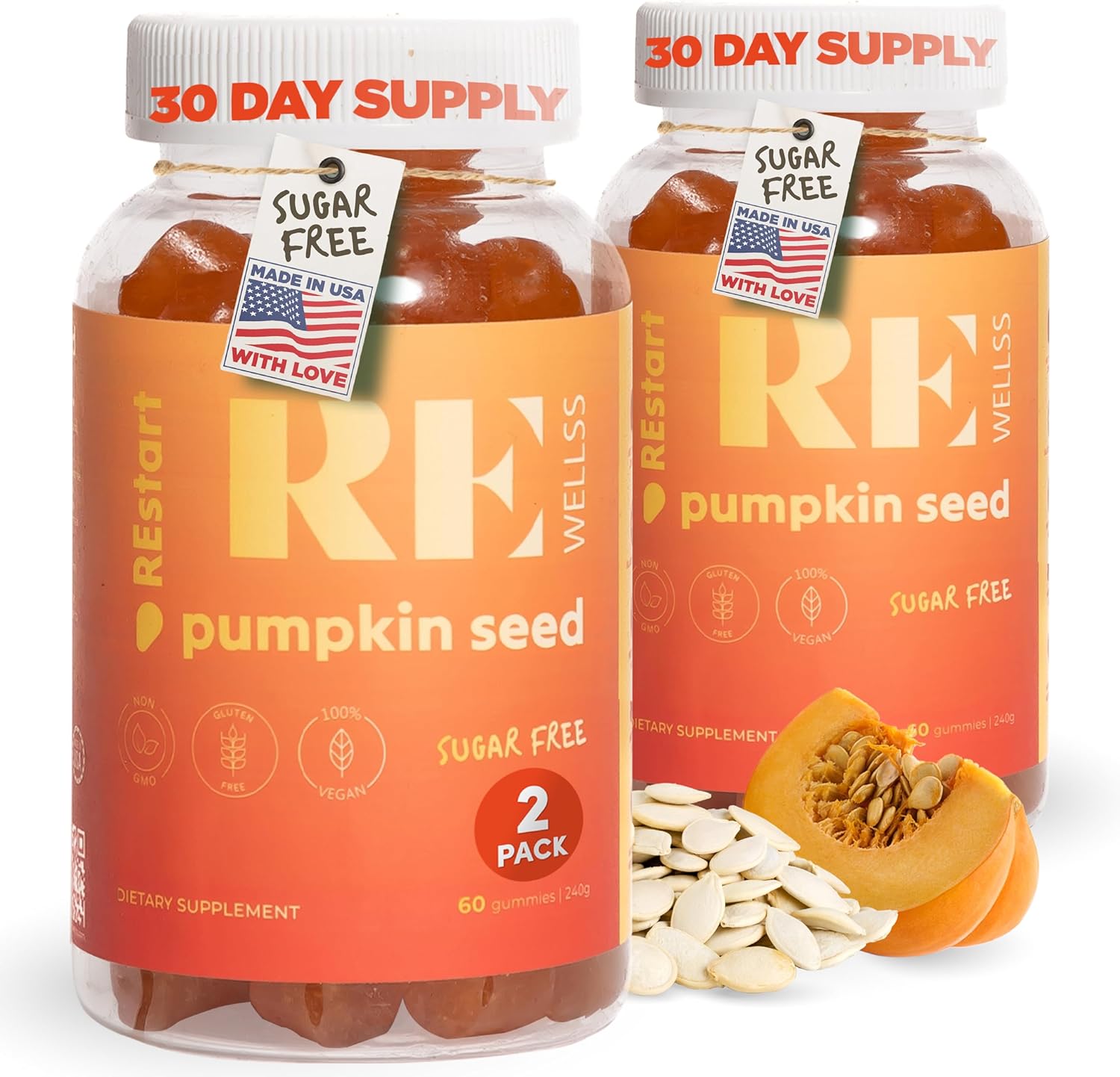 Sugar-Free Pumpkin Seed Oil Gummies 4,000mg - Hair, Skin, & Prostate Health - Omega 3 & 6 - 2 Pack