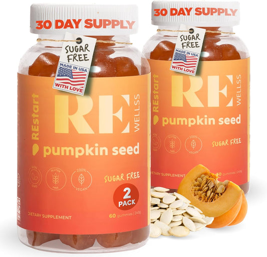 Sugar-Free Pumpkin Seed Oil Gummies 4,000mg - Hair, Skin, & Prostate Health - Omega 3 & 6 - 2 Pack
