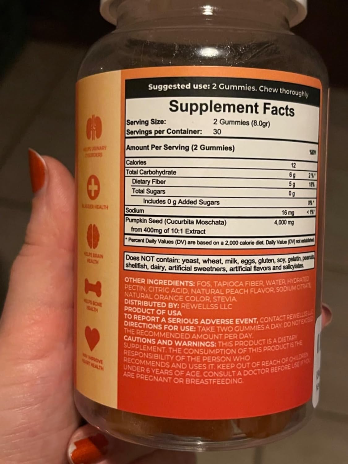 Sugar-Free Pumpkin Seed Oil Gummies 4,000mg - Hair, Skin, & Prostate Health - Omega 3 & 6 - 2 Pack