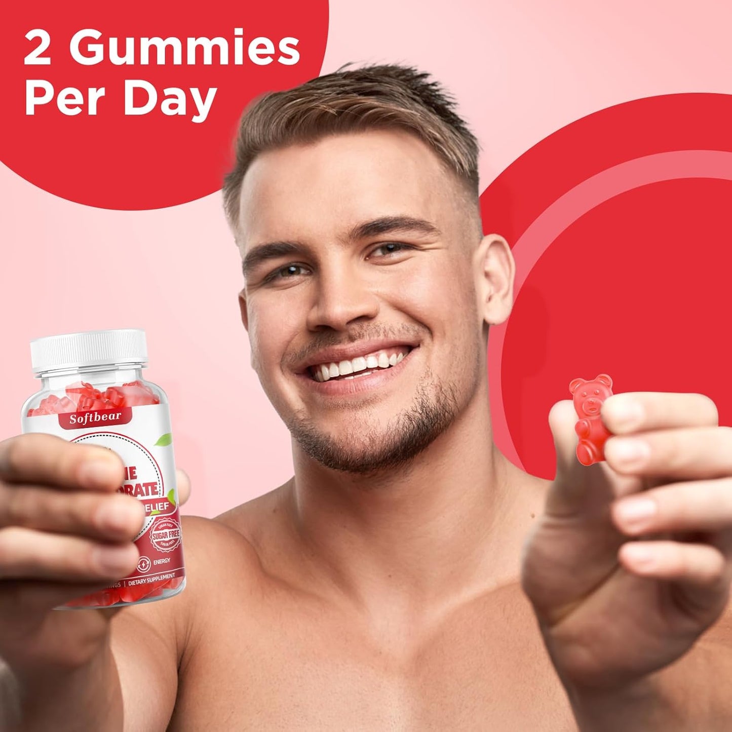 Sugar-Free Raspberry Flavored Creatine Monohydrate Gummies for Muscle Growth - 120 Count