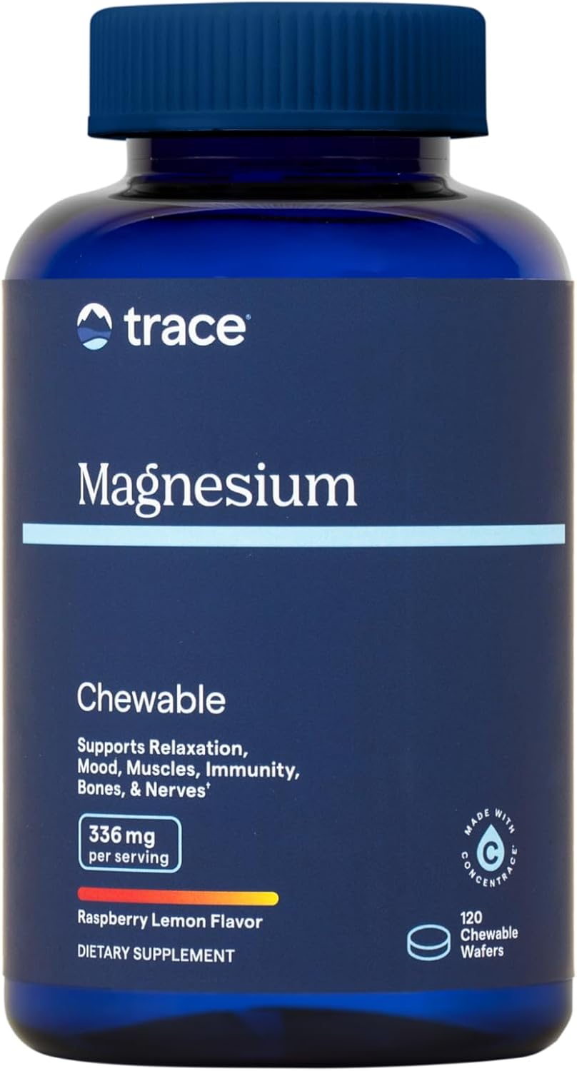 Sugar-Free Raspberry Lemon Magnesium Chewables for Adults & Kids | 120 ct, 30 Servings | Trace Minerals | Magnesium Glycinate & Citrate