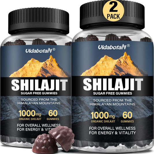 Sugar-Free Shilajit Gummies 1000mg with Ashwagandha - Energy & Immunity Support - Mixed Berry Flavor - 120 Gummies