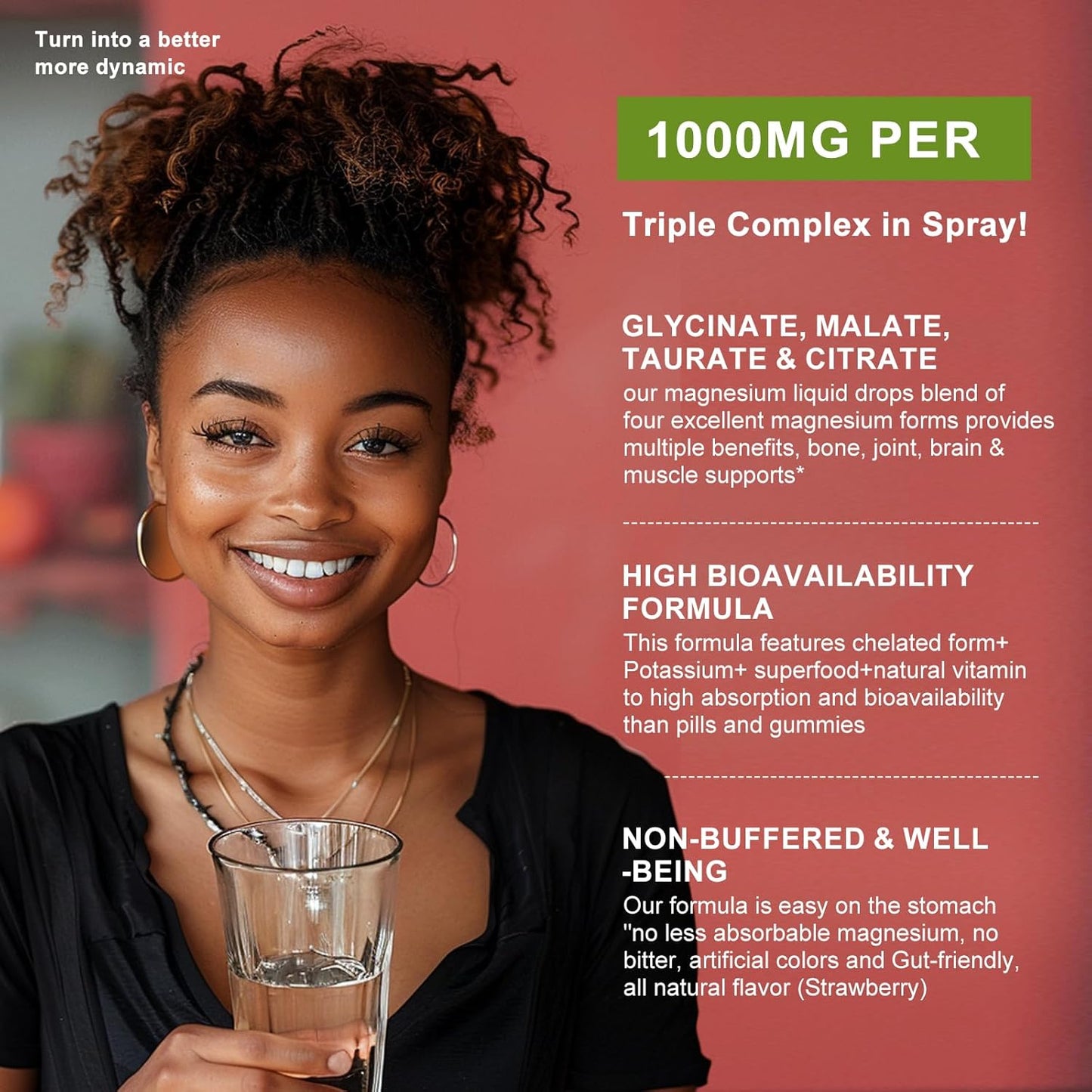 Sugar-Free Strawberry Flavored Magnesium Spray with Whole Vitamin, L-Theanine, D3K2, B6 for Heart Health, Leg Cramps, Muscles, and Energy - 2 Fl Oz