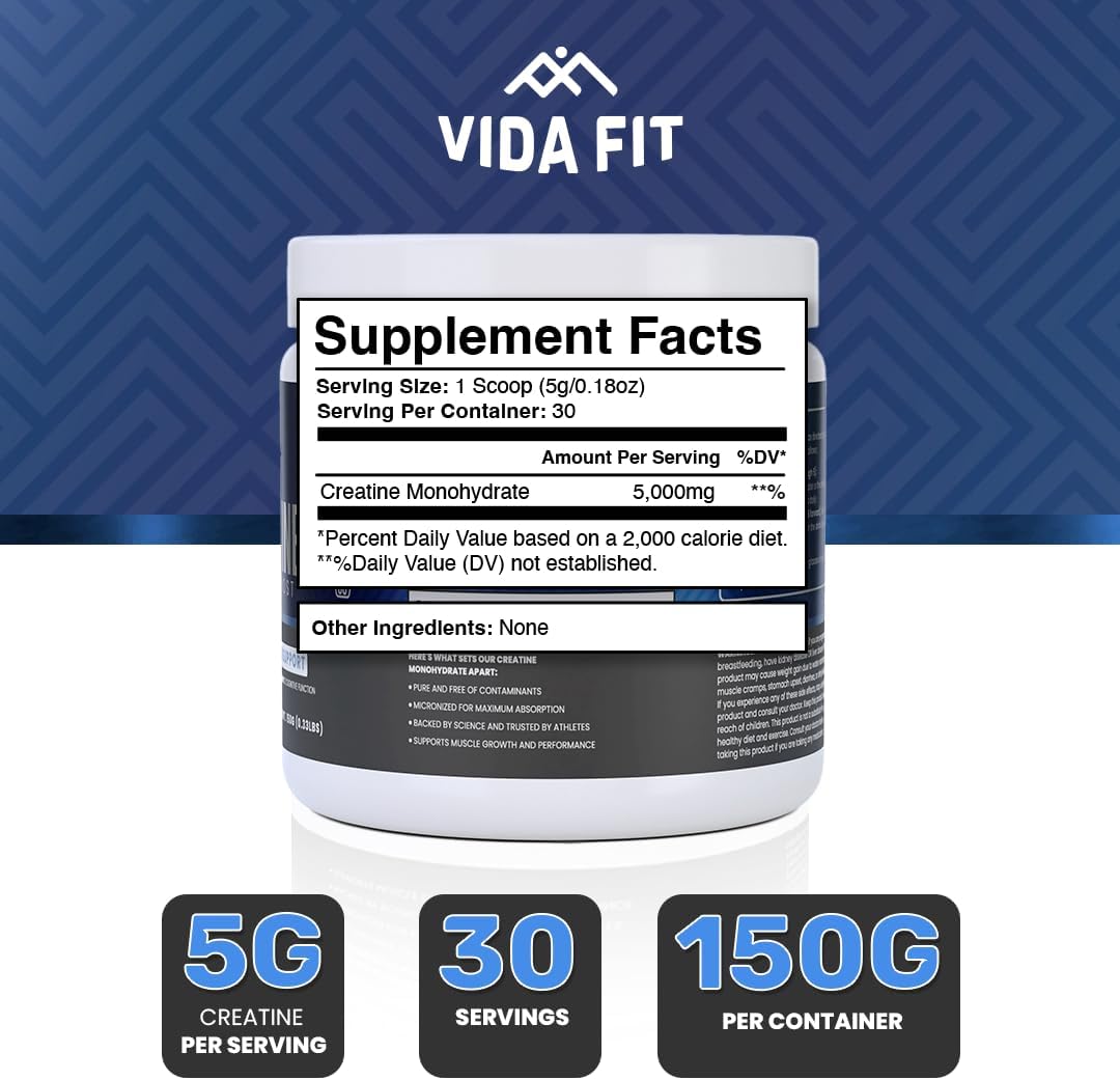 Sugar-Free Vegan Creatine & Electrolyte Bundle for Endurance & Recovery - Vida Fit Hydration & Performance Kit (150g Micronized Creatine Monohydrate + Hydrashot Orange Electrolyte Hydration Powder)